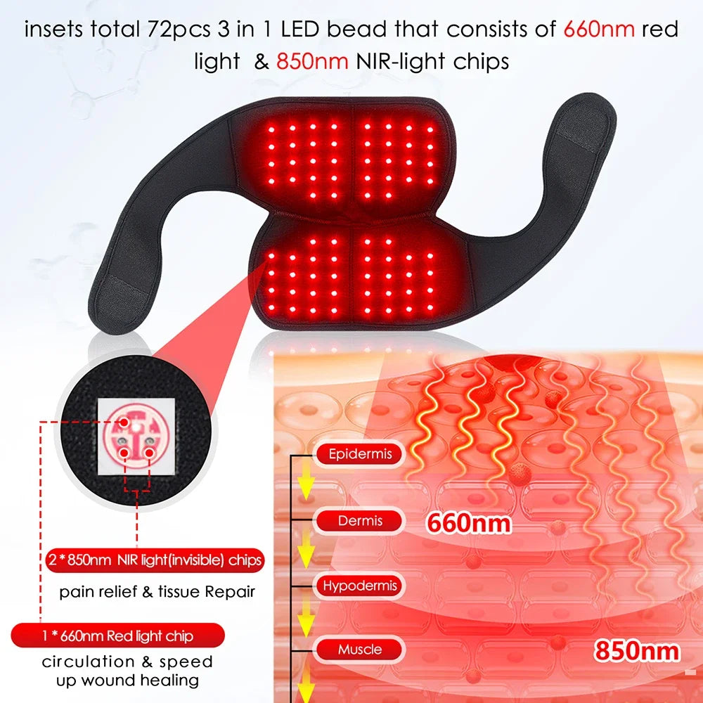 Premium 660nm and 850nm Red Light Therapy Knee Pad – Infrared LED Joint Support Wrap with USB Rechargeable Design