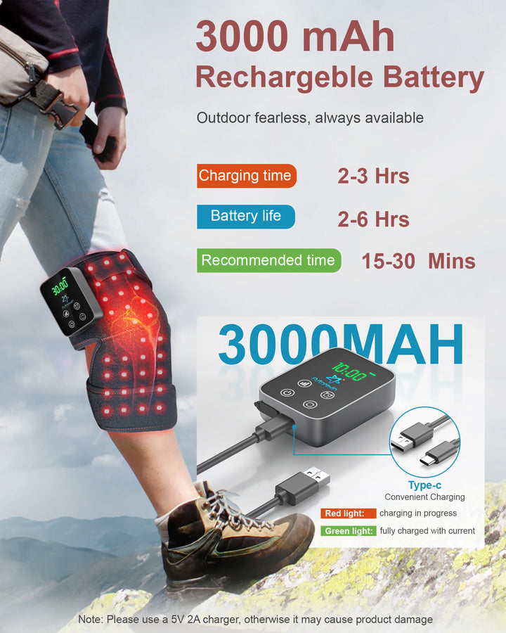 Premium 660nm and 850nm Red Light Therapy Knee Pad – Infrared LED Joint Support Wrap with USB Rechargeable Design