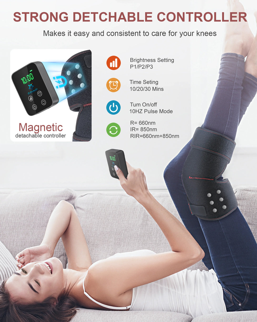Premium 660nm and 850nm Red Light Therapy Knee Pad – Infrared LED Joint Support Wrap with USB Rechargeable Design