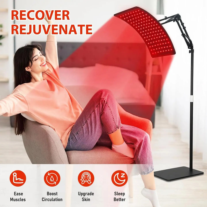 Premium 660nm and 850nm Red Light Therapy Lamp – Infrared LED Panel with Adjustable Stand and Goggles for Home Use