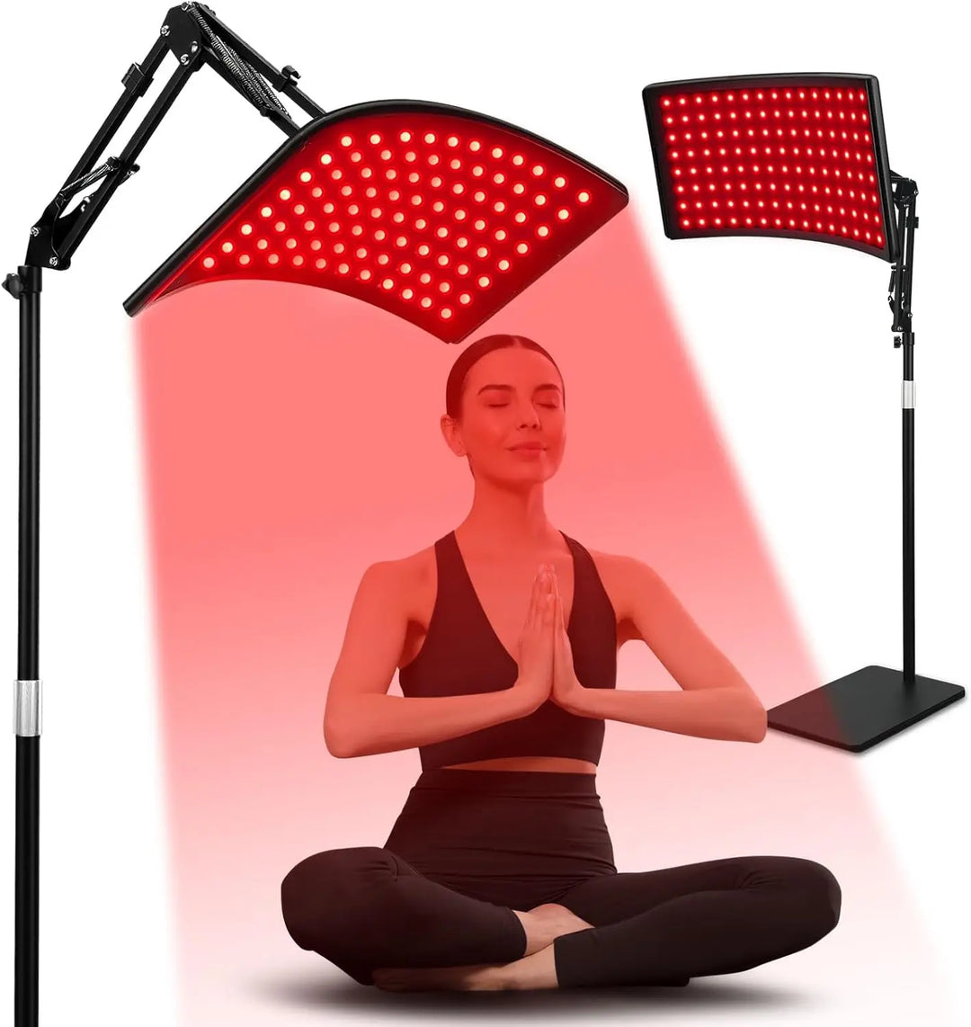 Premium 660nm and 850nm Red Light Therapy Lamp – Infrared LED Panel with Adjustable Stand and Goggles for Home Use