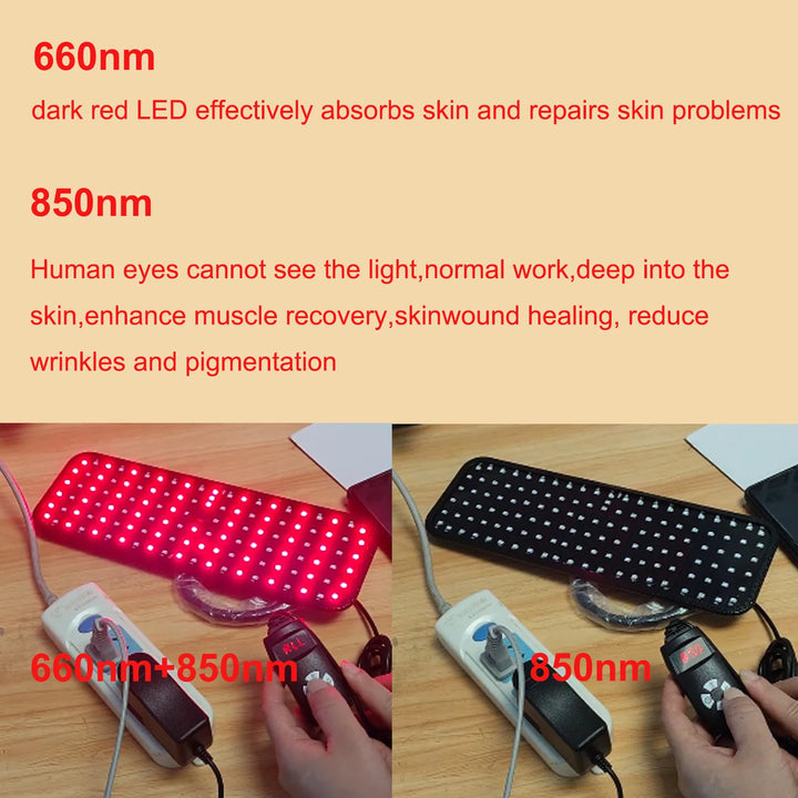 Premium 660nm and 850nm Red Light Therapy Panel – 126 LED Infrared Lamp with Timer and Adjustable Stand