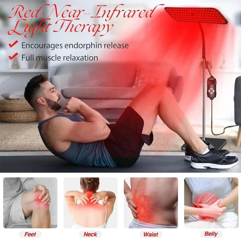 Premium 660nm and 850nm Red Light Therapy Panel – 126 LED Infrared Lamp with Timer and Adjustable Stand