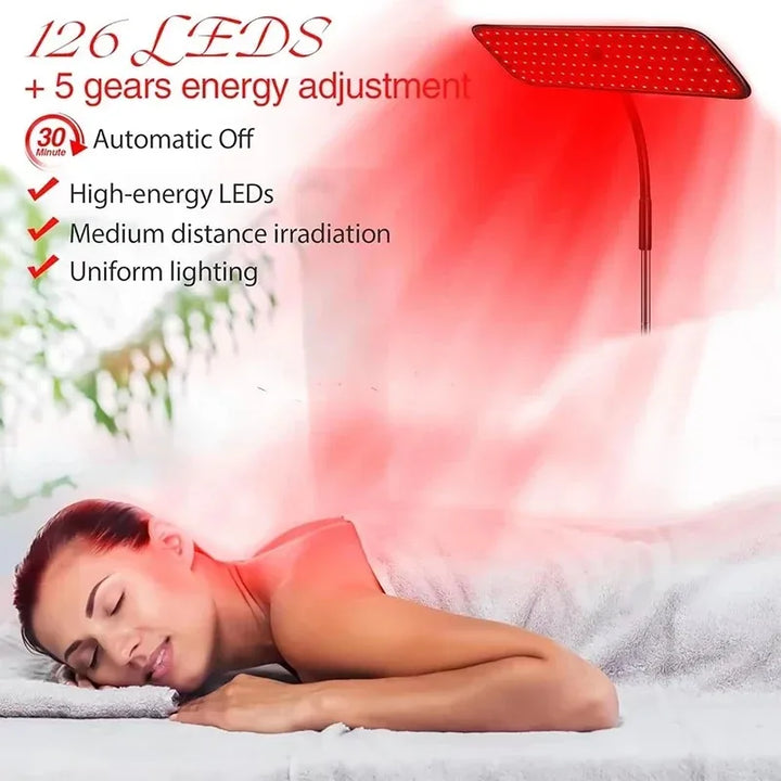 Premium 660nm and 850nm Red Light Therapy Panel – 126 LED Infrared Lamp with Timer and Adjustable Stand
