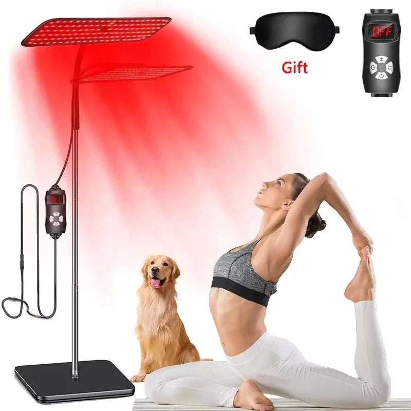 Premium 660nm and 850nm Red Light Therapy Panel – 126 LED Infrared Lamp with Timer and Adjustable Stand