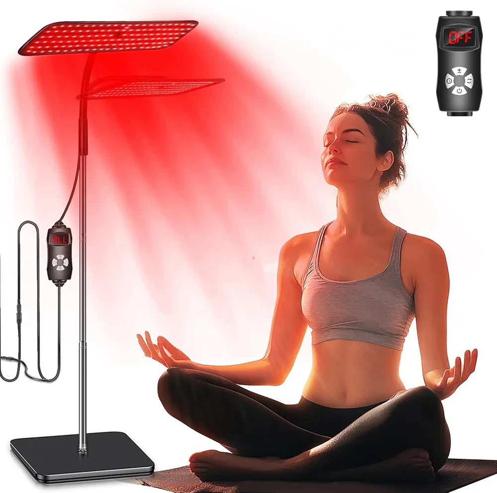 Premium 660nm and 850nm Red Light Therapy Panel – 126 LED Infrared Lamp with Timer and Adjustable Stand