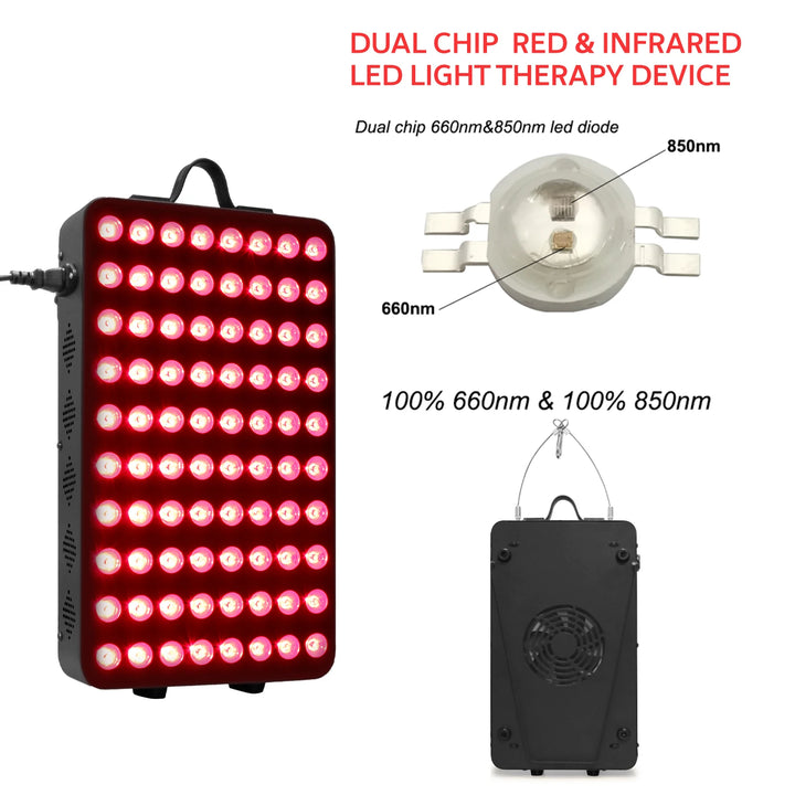 Premium 660nm and 850nm Red Light Therapy Panel – High Power LED Infrared Lamp for Full Body Home Use