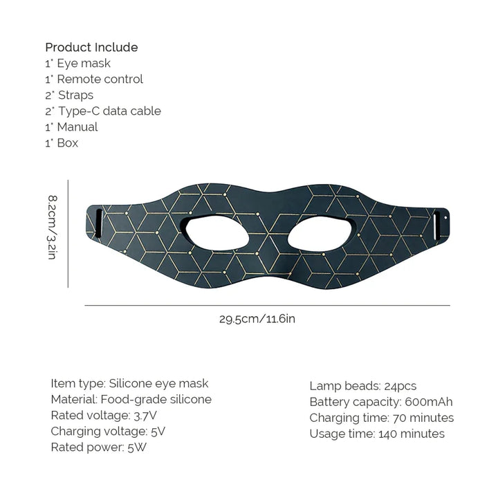 Premium 7 Color LED Eye Mask – Red Light Photon Therapy Silicone Mask for Eye Care and Relaxation