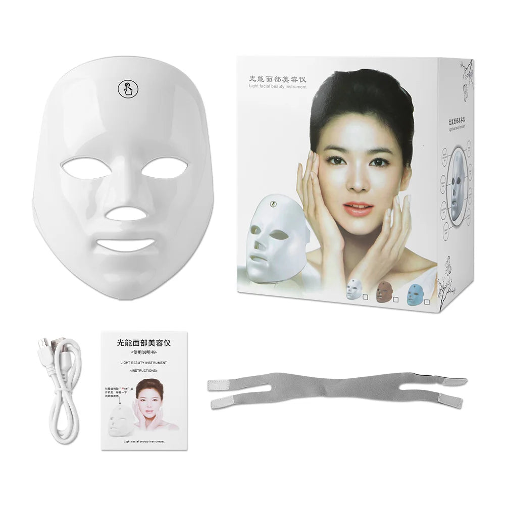 Premium 7 Color LED Facial Mask – Rechargeable Red Light Therapy Beauty Device for Home Skin Care