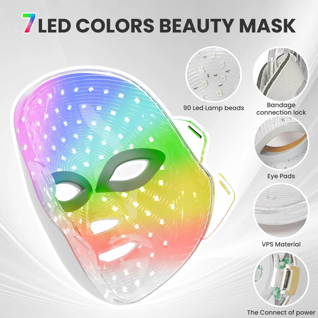 Premium 7 Color LED Facial Mask – Rechargeable Red Light Therapy Beauty Device for Home Skin Care