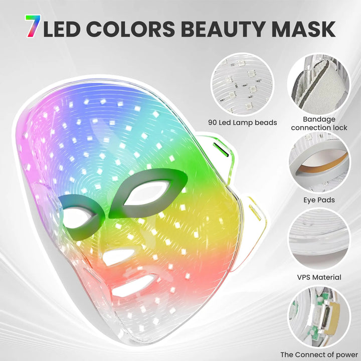 Premium 7 Color LED Facial Mask – Rechargeable Red Light Therapy Beauty Device for Home Skin Care