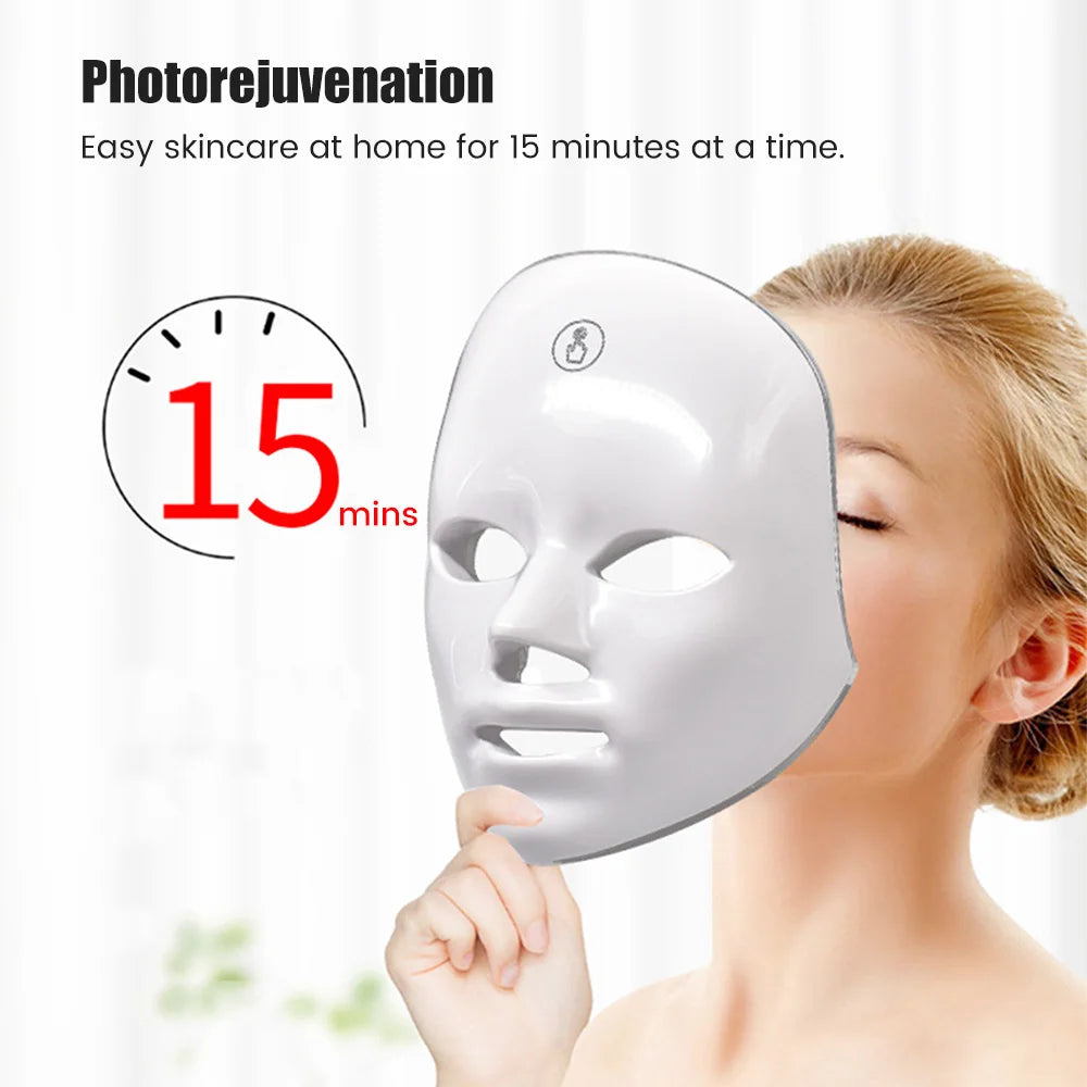 Premium 7 Color LED Facial Mask – Rechargeable Red Light Therapy Beauty Device for Home Skin Care