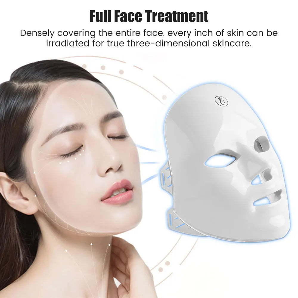 Premium 7 Color LED Facial Mask – Rechargeable Red Light Therapy Beauty Device for Home Skin Care