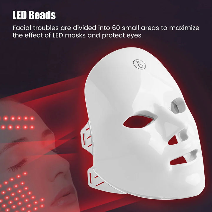 Premium 7 Color LED Facial Mask – Rechargeable Red Light Therapy Beauty Device for Home Skin Care