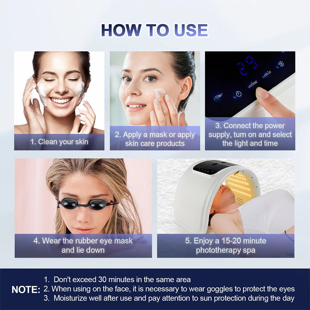Premium 7 Color PDT LED Facial Mask – Red Light Therapy Beauty Device for Skin Care and Rejuvenation