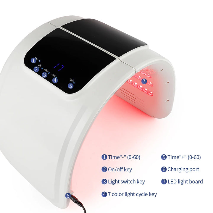 Premium 7 Color PDT LED Facial Mask – Red Light Therapy Beauty Device for Skin Care and Rejuvenation