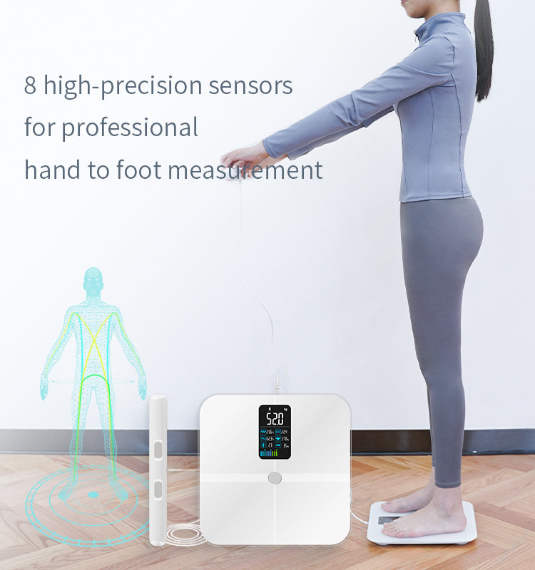 Premium 8 Electrode Body Fat Scale – Large Display Digital Weight Scale, Accurate BMI & Body Composition Monitor, Tracks Muscle Mass, Water Weight & More with App Syncing