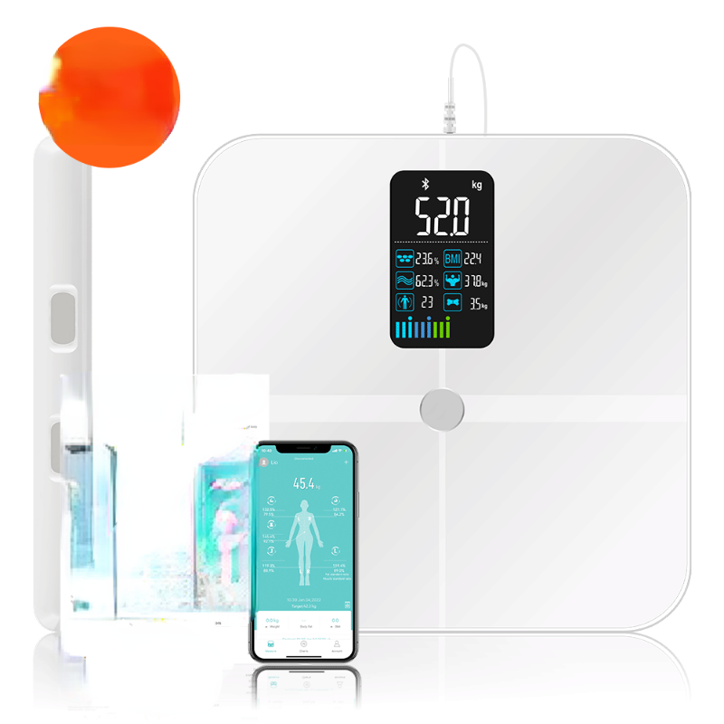 Premium 8 Electrode Body Fat Scale – Large Display Digital Weight Scale, Accurate BMI & Body Composition Monitor, Tracks Muscle Mass, Water Weight & More with App Syncing
