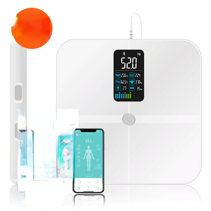 Premium 8 Electrode Body Fat Scale – Large Display Digital Weight Scale, Accurate BMI & Body Composition Monitor, Tracks Muscle Mass, Water Weight & More with App Syncing