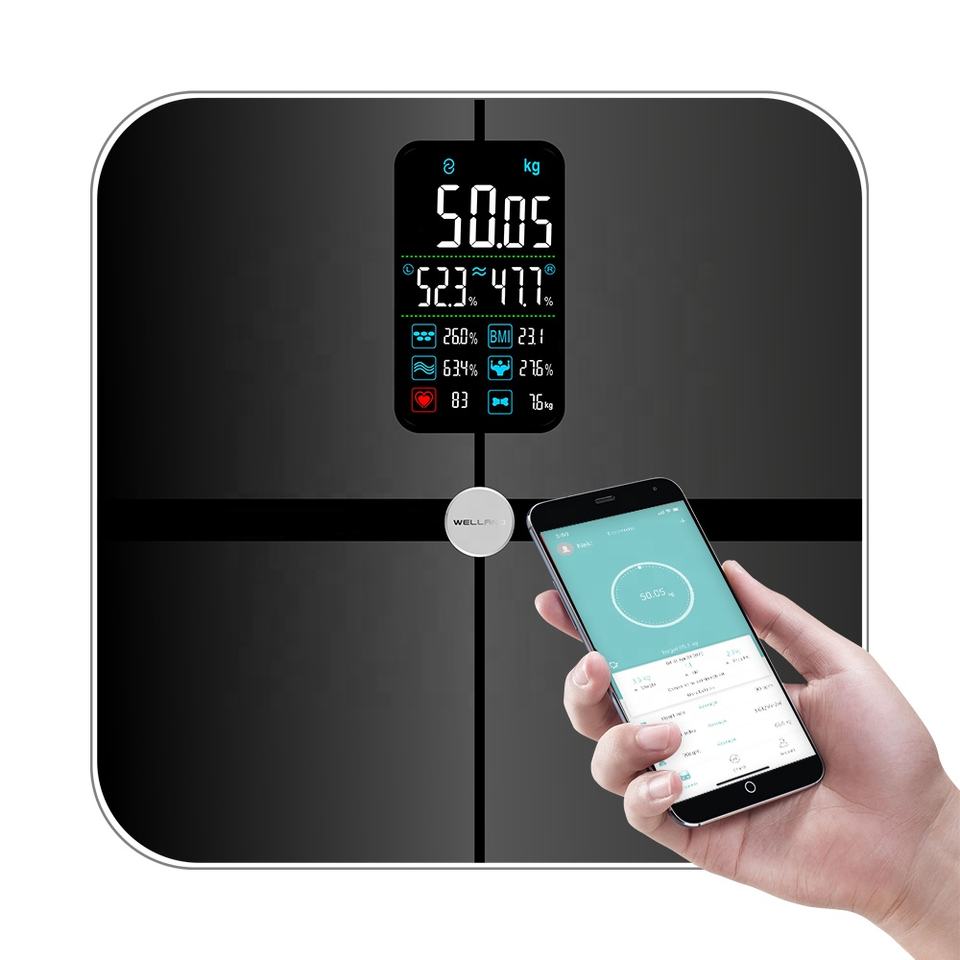 Premium 8 Electrode Body Fat Scale – Large Display Digital Weight Scale, Accurate BMI & Body Composition Monitor, Tracks Muscle Mass, Water Weight & More with App Syncing
