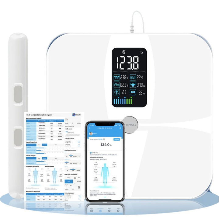 Premium 8 Electrode Body Fat Scale – Large Display Digital Weight Scale, Accurate BMI & Body Composition Monitor, Tracks Muscle Mass, Water Weight & More with App Syncing