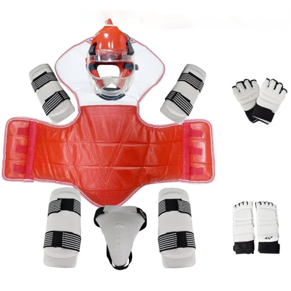 Premium 8pcs Taekwondo Protective Gear Set – Full Body Protection for Combat & Competition, Thickened Training Equipment with Helmet, Chest, Leg, Arm, and Crotch Guards