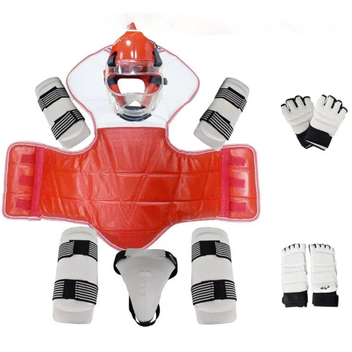 Premium 8pcs Taekwondo Protective Gear Set – Full Body Protection for Combat & Competition, Thickened Training Equipment with Helmet, Chest, Leg, Arm, and Crotch Guards