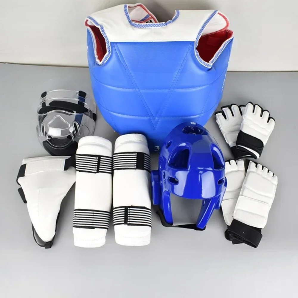 Premium 8pcs Taekwondo Protective Gear Set – Full Body Protection for Combat & Competition, Thickened Training Equipment with Helmet, Chest, Leg, Arm, and Crotch Guards