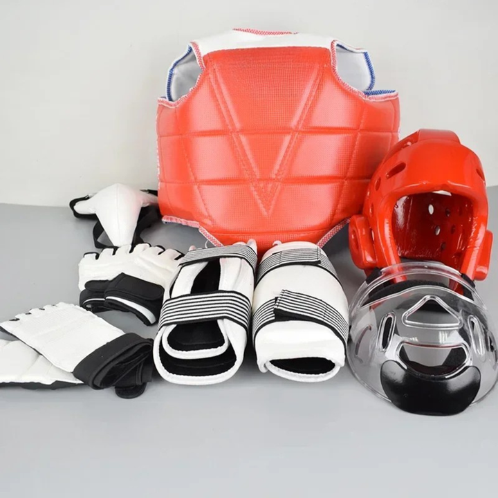 Premium 8pcs Taekwondo Protective Gear Set – Full Body Protection for Combat & Competition, Thickened Training Equipment with Helmet, Chest, Leg, Arm, and Crotch Guards