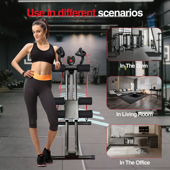 Premium Ab Machine Monorail Cruncher – Adjustable Height Core Trainer with 4 Resistance Levels and 440 lb Capacity