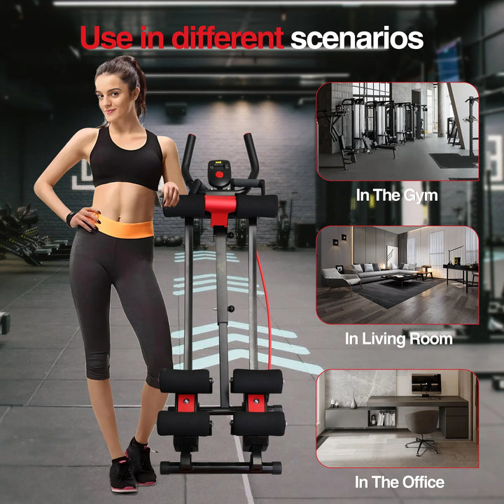 Premium Ab Machine Monorail Cruncher – Adjustable Height Core Trainer with 4 Resistance Levels and 440 lb Capacity