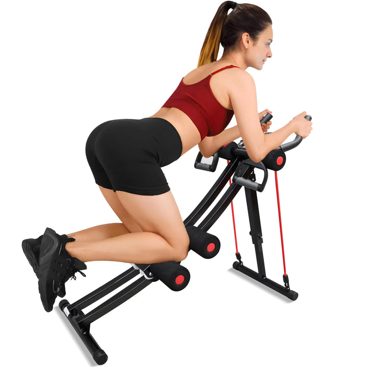 Premium Ab Machine Monorail Cruncher – Adjustable Height Core Trainer with 4 Resistance Levels and 440 lb Capacity