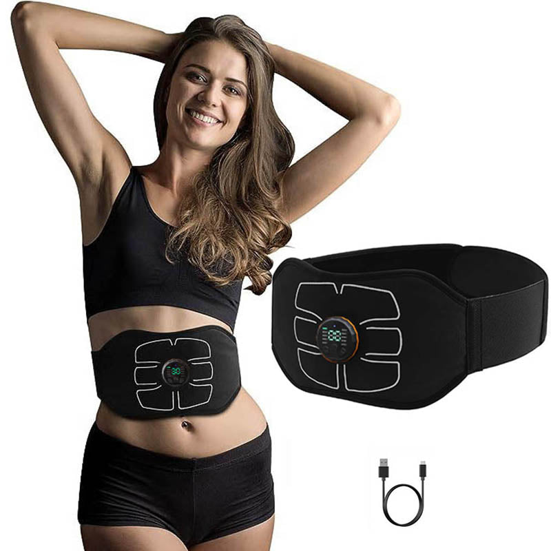 Premium Abdominal Toning Belt - Electronic Muscle Stimulator for Home and Office Fitness, USB Rechargeable, 10 Training Programs, 30 Intensity Levels, Slimming Massager, Adjustable Size, Includes User Manual and Charging Cable