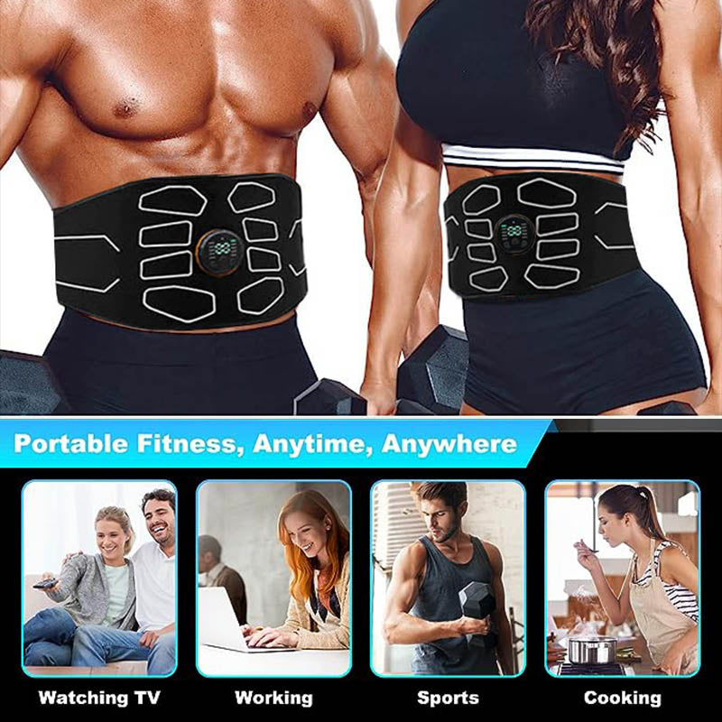 Premium Abdominal Toning Belt - Electronic Muscle Stimulator for Home and Office Fitness, USB Rechargeable, 10 Training Programs, 30 Intensity Levels, Slimming Massager, Adjustable Size, Includes User Manual and Charging Cable