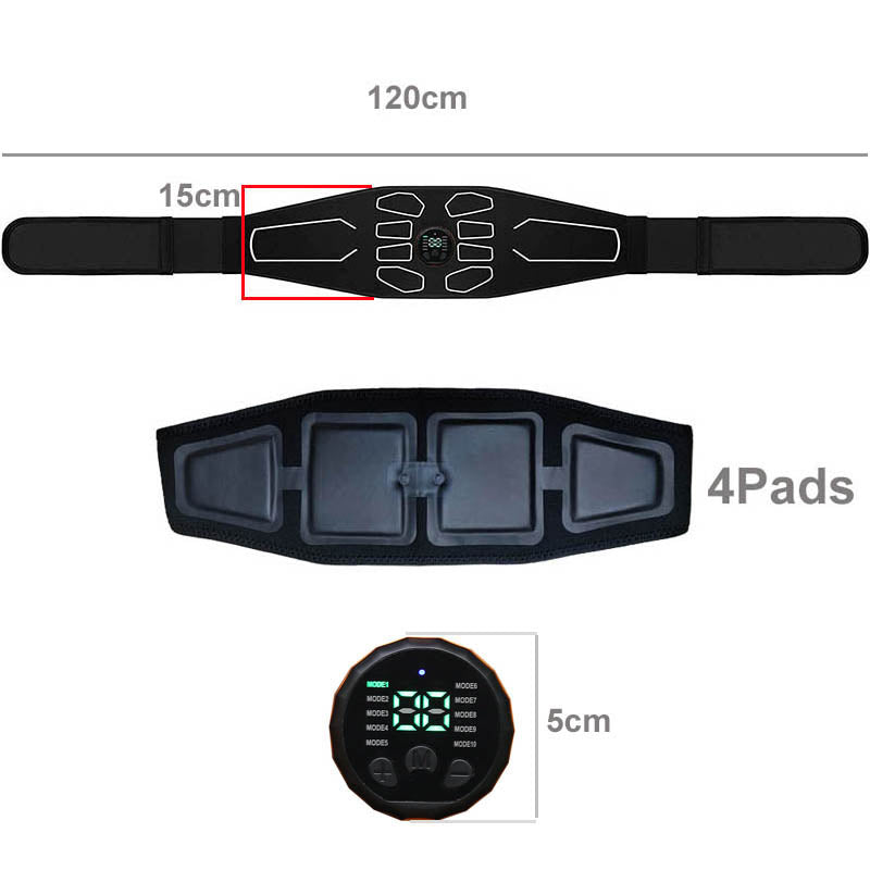 Premium Abdominal Toning Belt - Electronic Muscle Stimulator for Home and Office Fitness, USB Rechargeable, 10 Training Programs, 30 Intensity Levels, Slimming Massager, Adjustable Size, Includes User Manual and Charging Cable