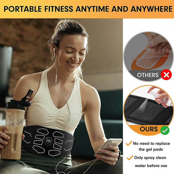 Premium Abdominal Toning Belt - Electronic Muscle Stimulator for Home and Office Fitness, USB Rechargeable, 10 Training Programs, 30 Intensity Levels, Slimming Massager, Adjustable Size, Includes User Manual and Charging Cable