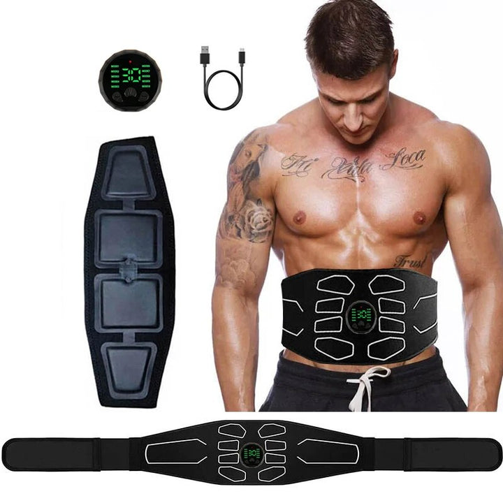 Premium Abdominal Toning Belt - Electronic Muscle Stimulator for Home and Office Fitness, USB Rechargeable, 10 Training Programs, 30 Intensity Levels, Slimming Massager, Adjustable Size, Includes User Manual and Charging Cable