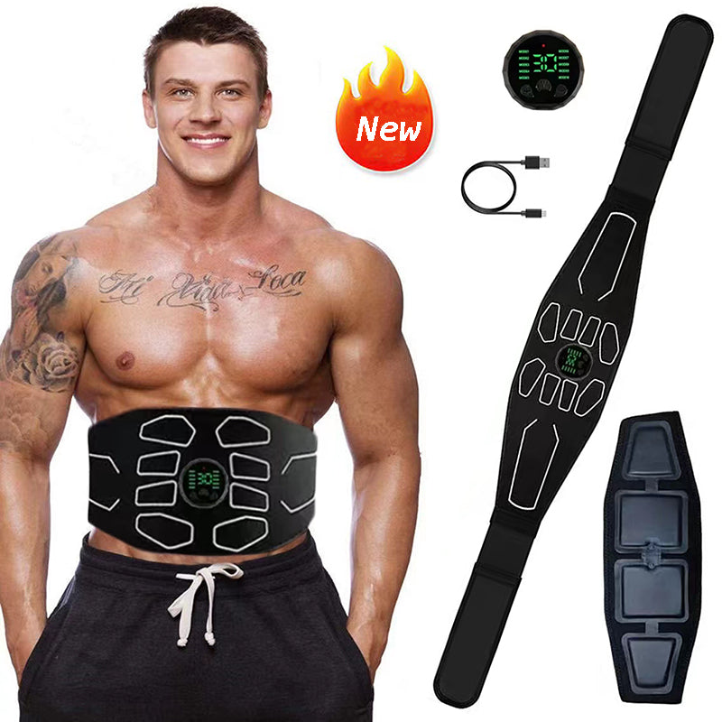 Premium Abdominal Toning Belt - Electronic Muscle Stimulator for Home and Office Fitness, USB Rechargeable, 10 Training Programs, 30 Intensity Levels, Slimming Massager, Adjustable Size, Includes User Manual and Charging Cable