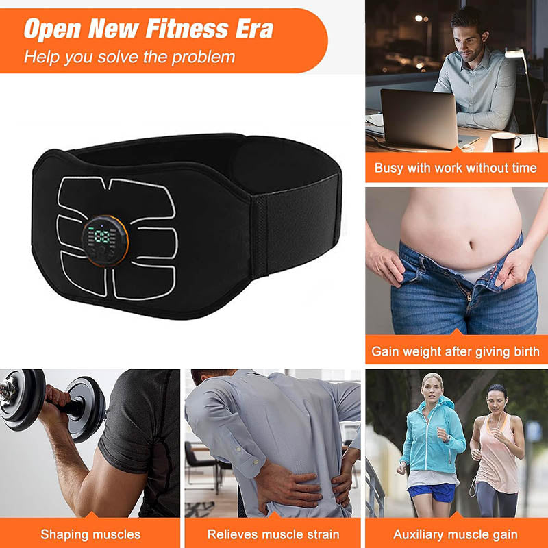 Premium Abdominal Toning Belt - Electronic Muscle Stimulator for Home and Office Fitness, USB Rechargeable, 10 Training Programs, 30 Intensity Levels, Slimming Massager, Adjustable Size, Includes User Manual and Charging Cable