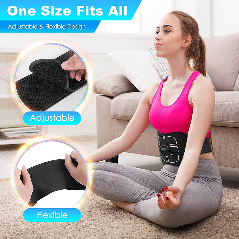 Premium Abdominal Toning Belt - Electronic Muscle Stimulator for Home and Office Fitness, USB Rechargeable, 10 Training Programs, 30 Intensity Levels, Slimming Massager, Adjustable Size, Includes User Manual and Charging Cable