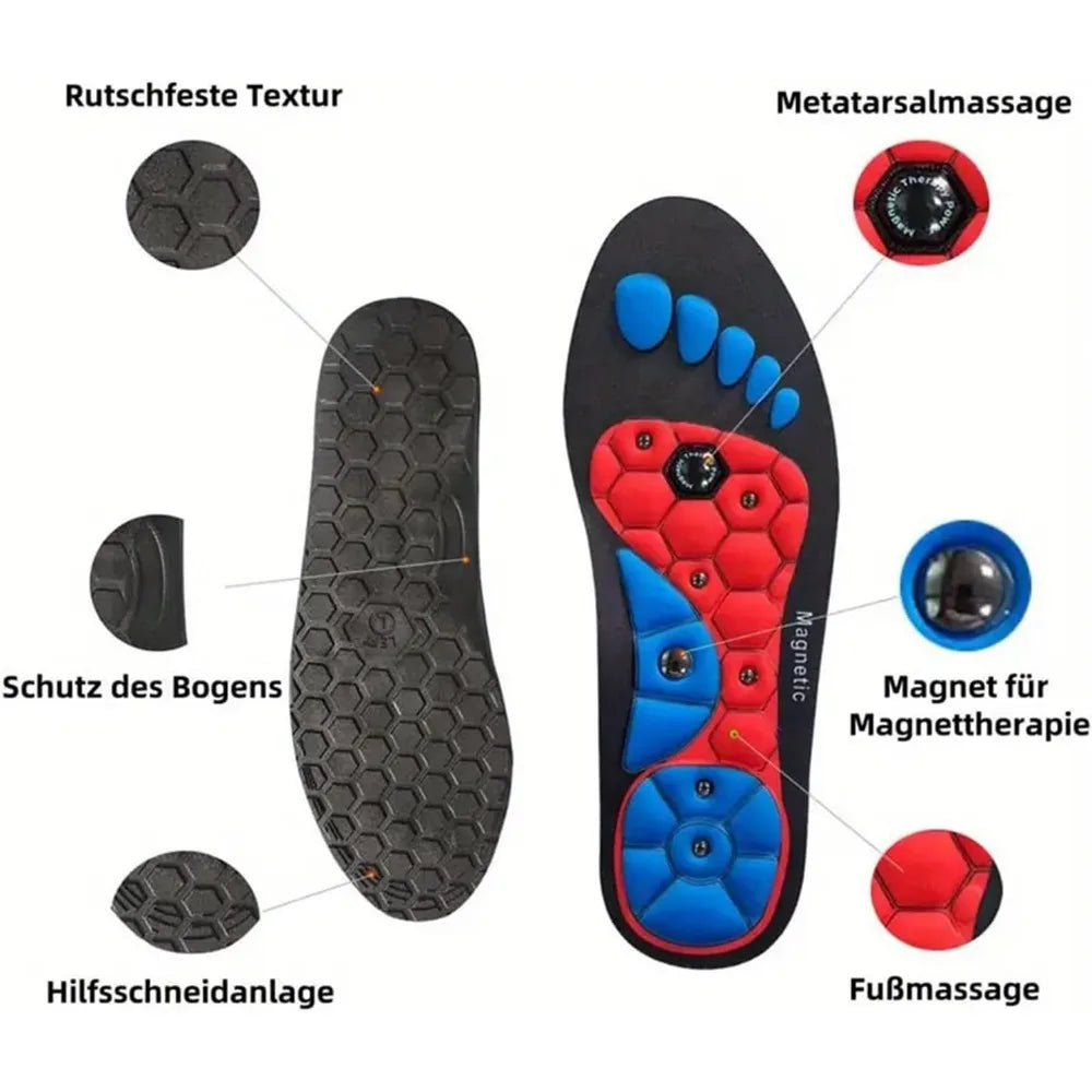 Premium Acupressure Foot Insoles for Men & Women - Orthopedic Gel Magnetic Shoe Inserts for Fatigue Relief, Odor Control & Improved Sleep Quality