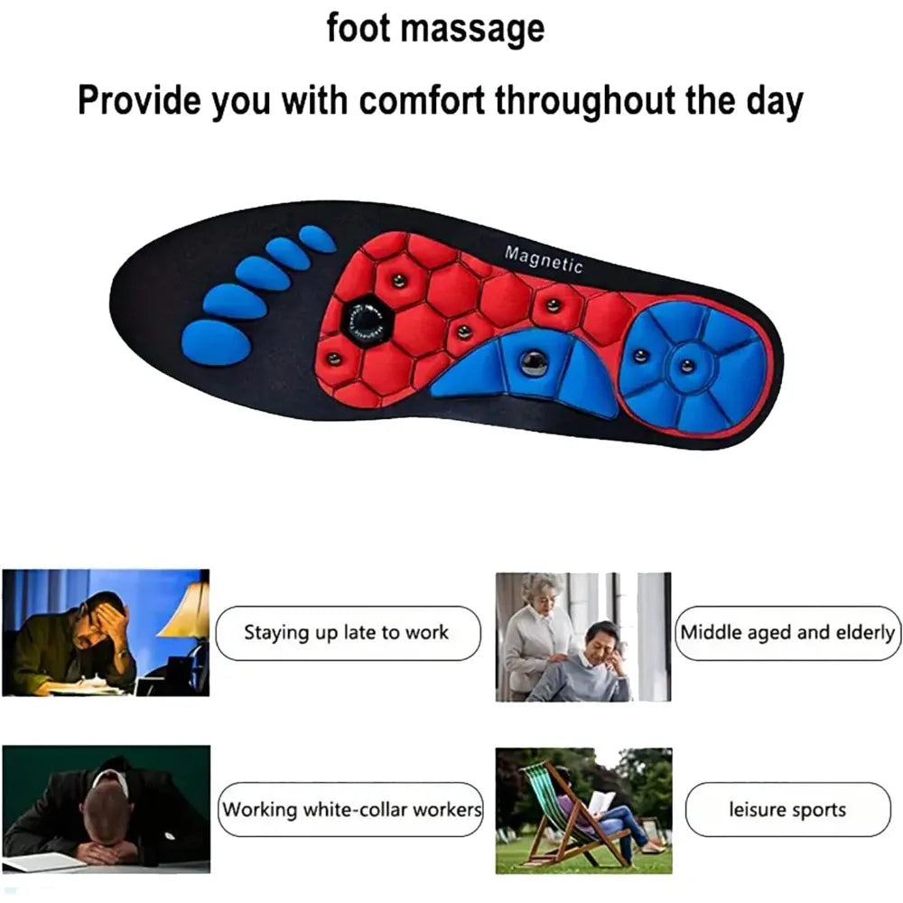 Premium Acupressure Foot Insoles for Men & Women - Orthopedic Gel Magnetic Shoe Inserts for Fatigue Relief, Odor Control & Improved Sleep Quality