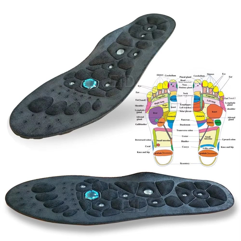 Premium Acupressure Foot Insoles for Men & Women - Orthopedic Gel Magnetic Shoe Inserts for Fatigue Relief, Odor Control & Improved Sleep Quality