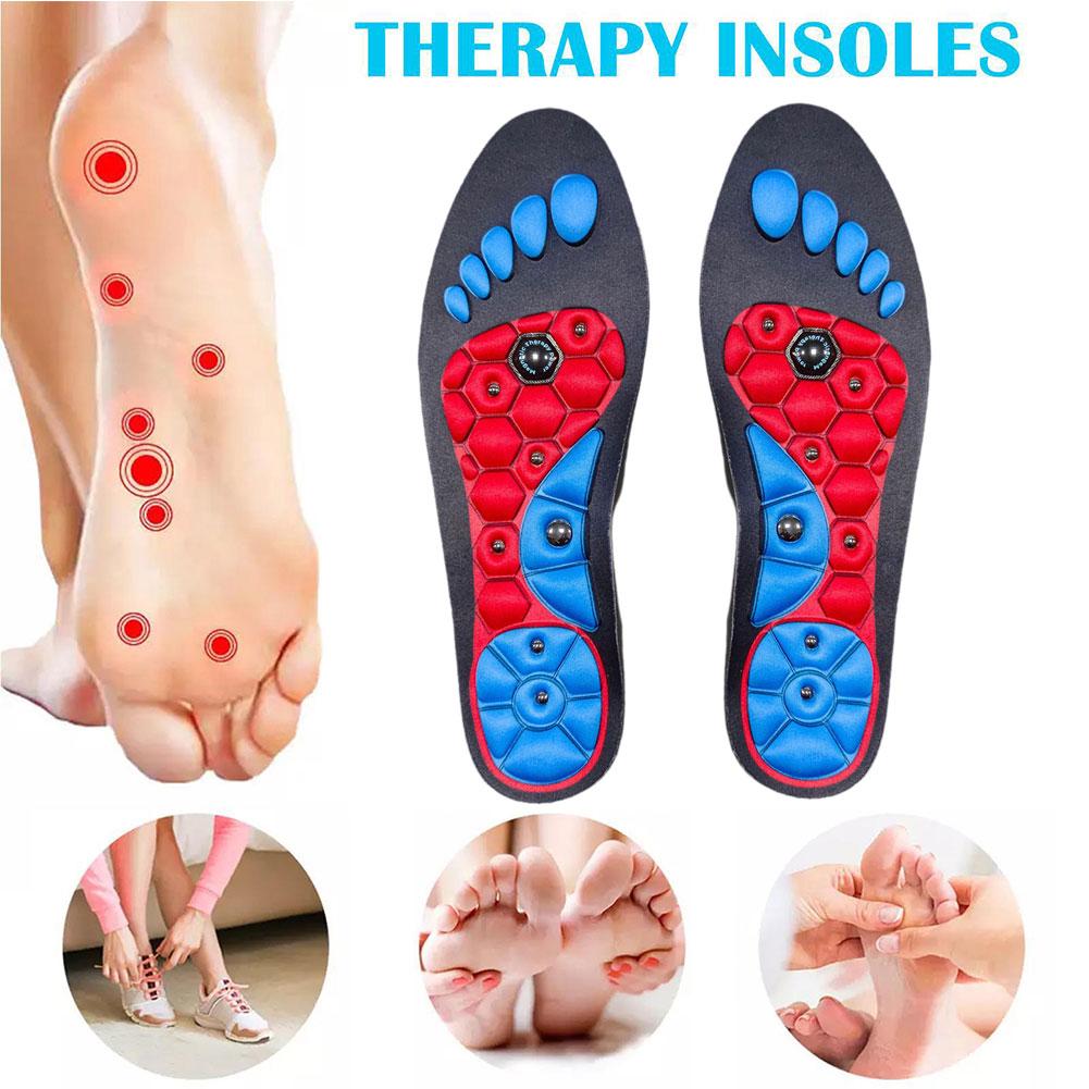 Premium Acupressure Foot Insoles for Men & Women - Orthopedic Gel Magnetic Shoe Inserts for Fatigue Relief, Odor Control & Improved Sleep Quality