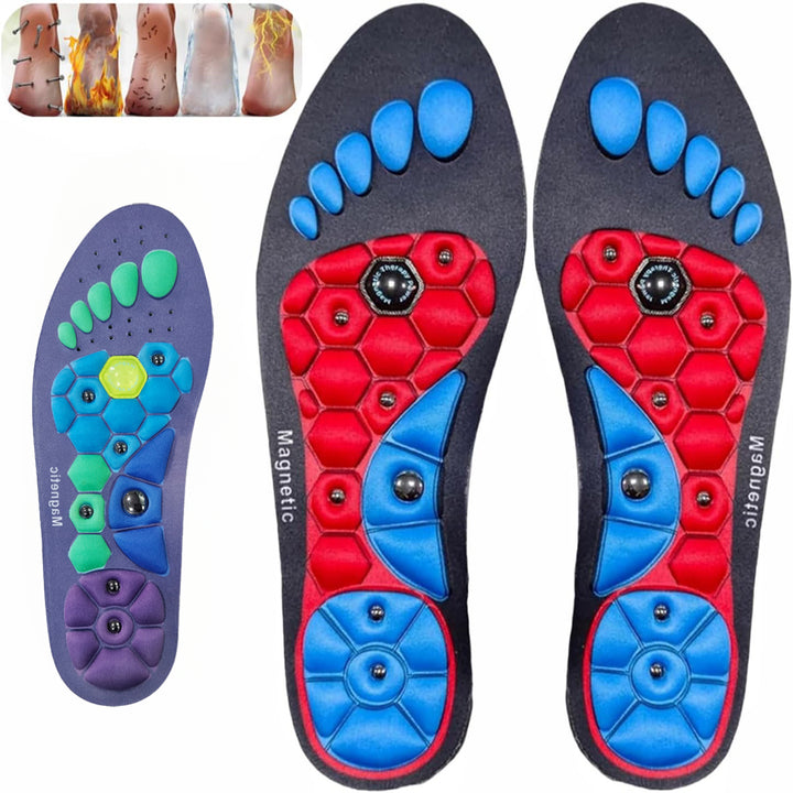 Premium Acupressure Foot Insoles for Men & Women - Orthopedic Gel Magnetic Shoe Inserts for Fatigue Relief, Odor Control & Improved Sleep Quality