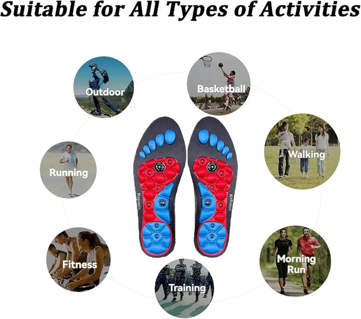 Premium Acupressure Foot Insoles for Men & Women - Orthopedic Gel Magnetic Shoe Inserts for Fatigue Relief, Odor Control & Improved Sleep Quality
