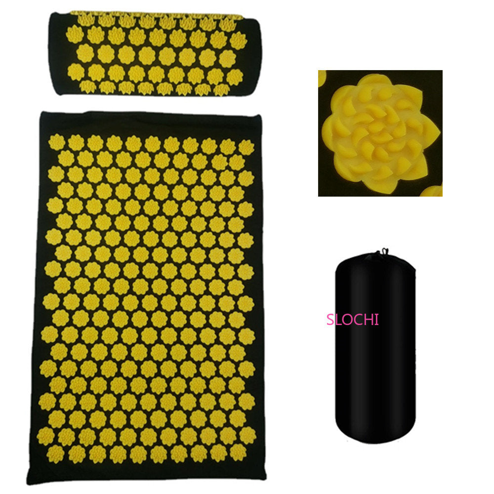 Premium Acupressure Massage Mat – Stress Relief & Back Pain Relief – Yoga Mat with Spikes, Pillow & Portable Design for Relaxation and Acupuncture Therapy