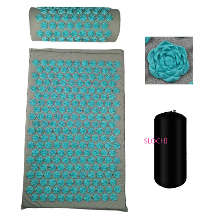 Premium Acupressure Massage Mat – Stress Relief & Back Pain Relief – Yoga Mat with Spikes, Pillow & Portable Design for Relaxation and Acupuncture Therapy