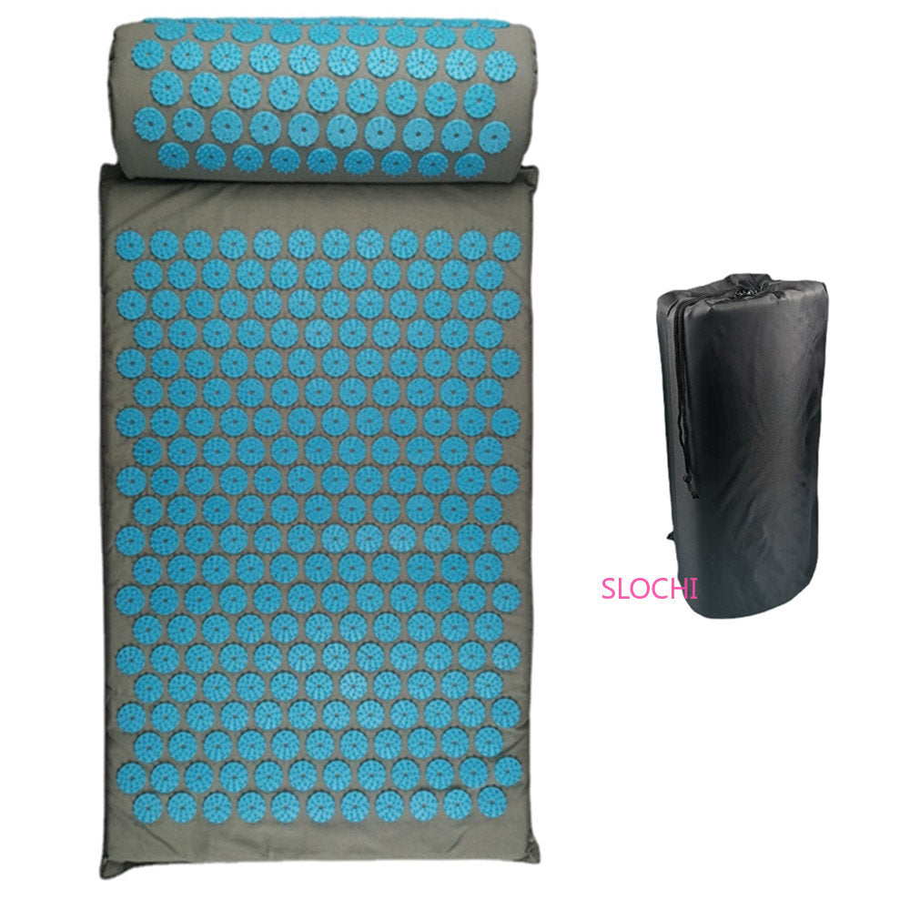 Premium Acupressure Massage Mat – Stress Relief & Back Pain Relief – Yoga Mat with Spikes, Pillow & Portable Design for Relaxation and Acupuncture Therapy