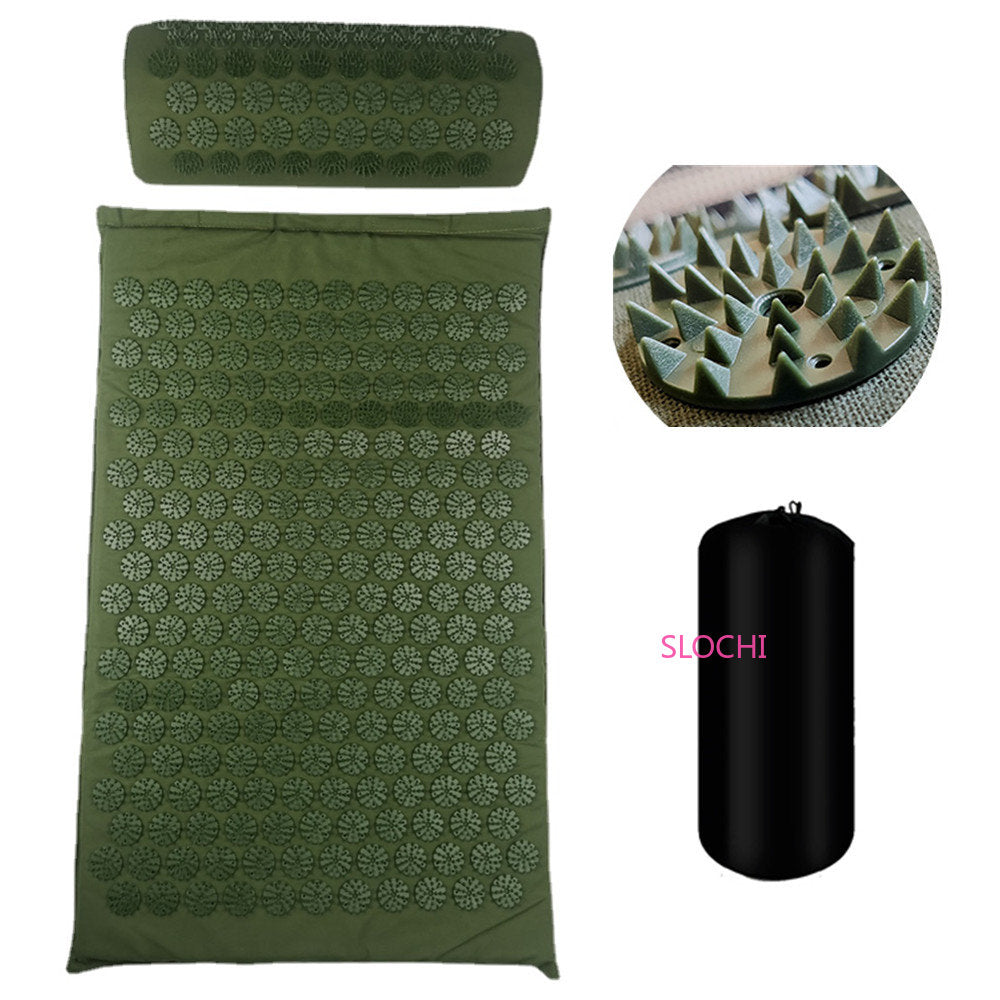 Premium Acupressure Massage Mat – Stress Relief & Back Pain Relief – Yoga Mat with Spikes, Pillow & Portable Design for Relaxation and Acupuncture Therapy